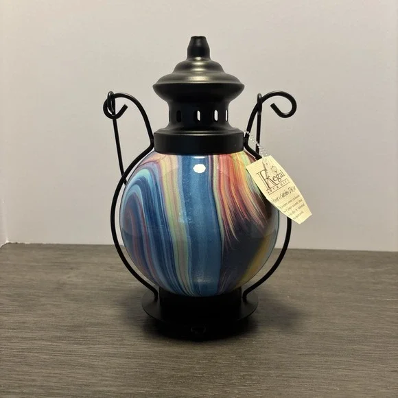 REGAL LED Lantern Battery Glass MultiColor Hanging/Tabletop YARD GARDEN DECOR - Picture 1 of 12